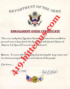 419Enrollment Certificate for Sgt